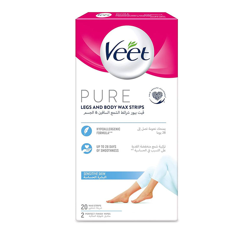 VEET PURE LEGS AND BODY WAX STRIPS SENSITIVE SKIN