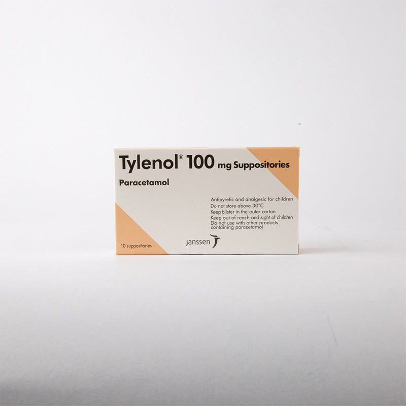 TYLENOL 100 MG SUPPOSITORIES 10 S