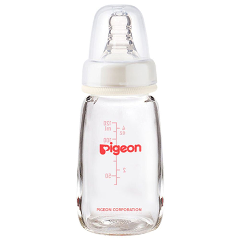 PIGEON GLASS NURSER SN WHITE K-4 120 ML WITH LID - A292