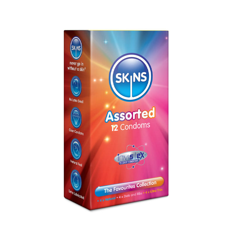 SKINS ASSORTED LUBRICATED CONDOMS 12 S