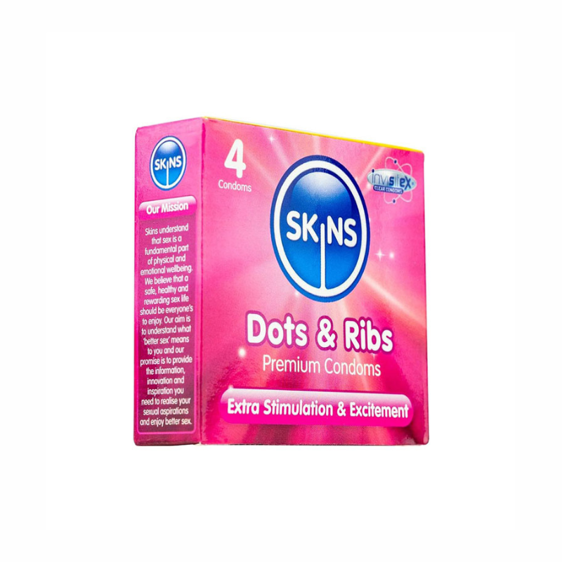 SKINS DOTS % RIBS CONDOMS 4 S