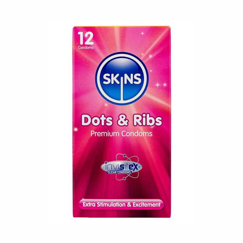 SKINS CONDOMS DOTS&RIBS 12 PACK