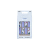 NAIL CRTNS-LUX-LONG COFFIN BLUE BUTTERFLY-24PC NAI