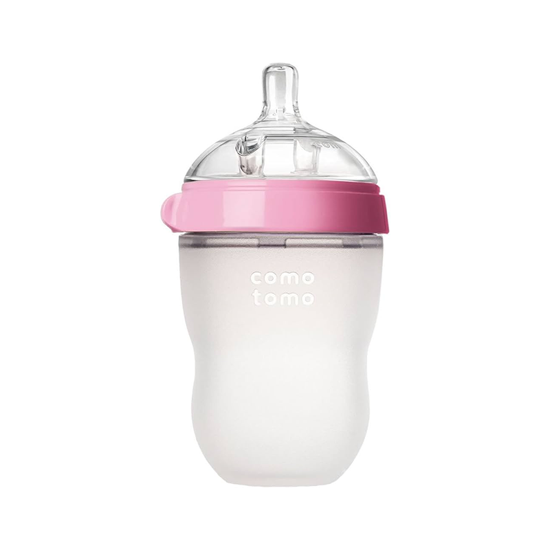 COMOTOMO SFT HYG SIL BABY BOTTL PNK N WHITE 250ML