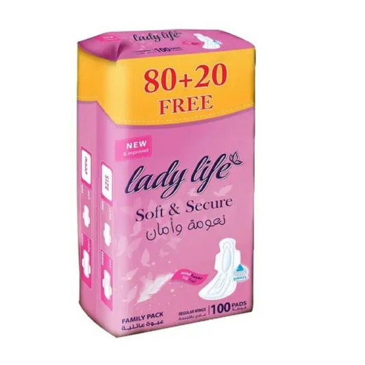 LADY LIFE PADS SOFT AND SECURE LARGE WINGS 80+20 S