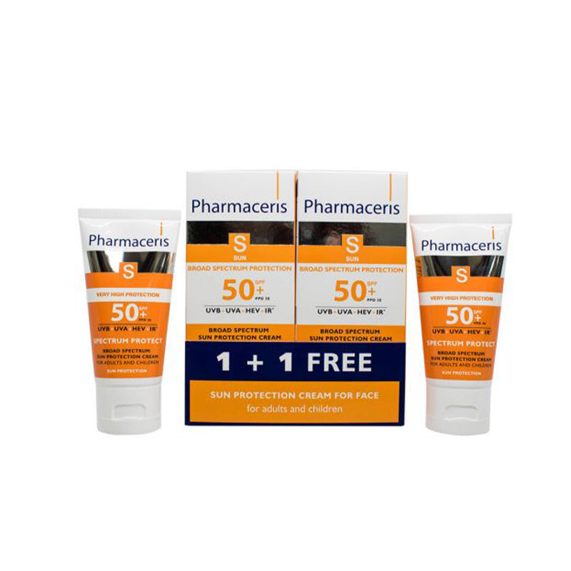 PHARMACERIS BROAD SPECTRUM SUN PROTECTION CREAM SPF 50+(1+1)