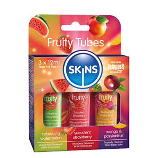 SKINS FRUITY LUBRICANT 3*12ML (WATERMELON+STRAWBERRY+MANGO+PASSIONFRUIT)