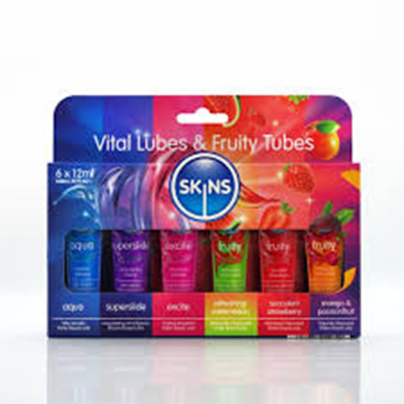 SKINS VITAL & FRUITY LUBRICANTS 6*12ML (AQUA+SUPERSLIDE+EXCITE+WATERMELON+STREW+MANGO+PASSONFRUIT)