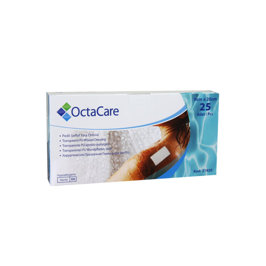 Octacare 21920 Sterile Transparent PU Wound Dressing - Box of 25pcs - 9cmx20cm