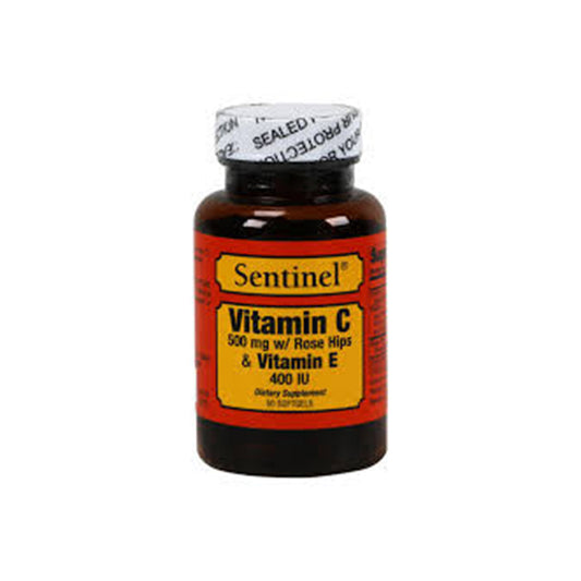 Sentinel Vitamin C 500Mg With Rose Hips and Vitamin E400iu Softgels 50 Pieces