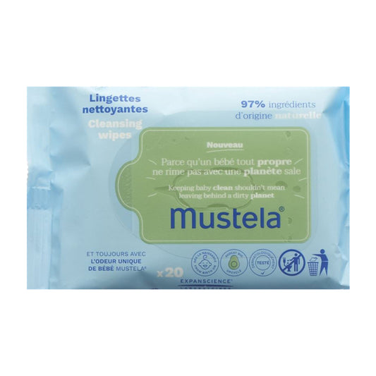 Mustela Cleansing Wipes, 20 Pieces